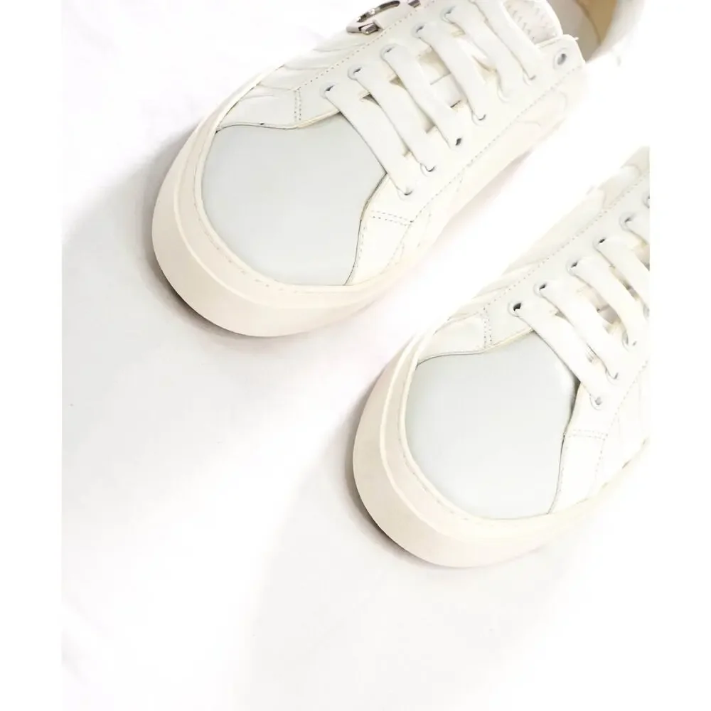 $750 FERRAGAMO - White Leather Sneakers - 12 M